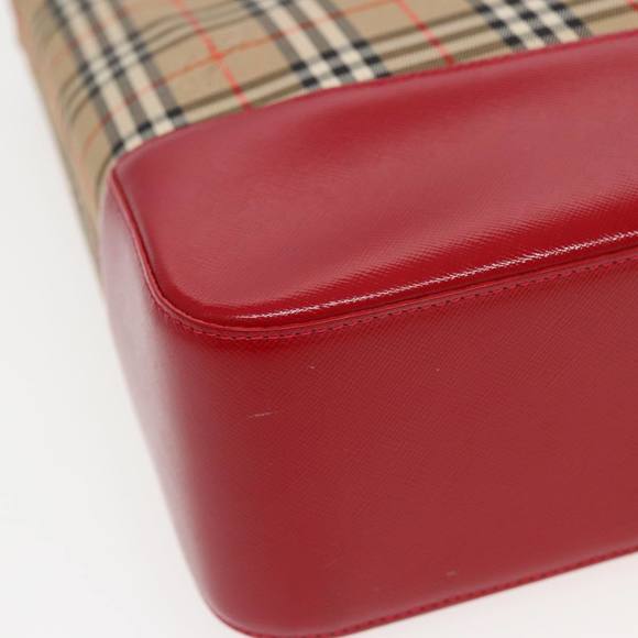 BURBERRY Nova Check Tote Bag Canvas Beige Red Auth 82269 - Picture 15 of 16